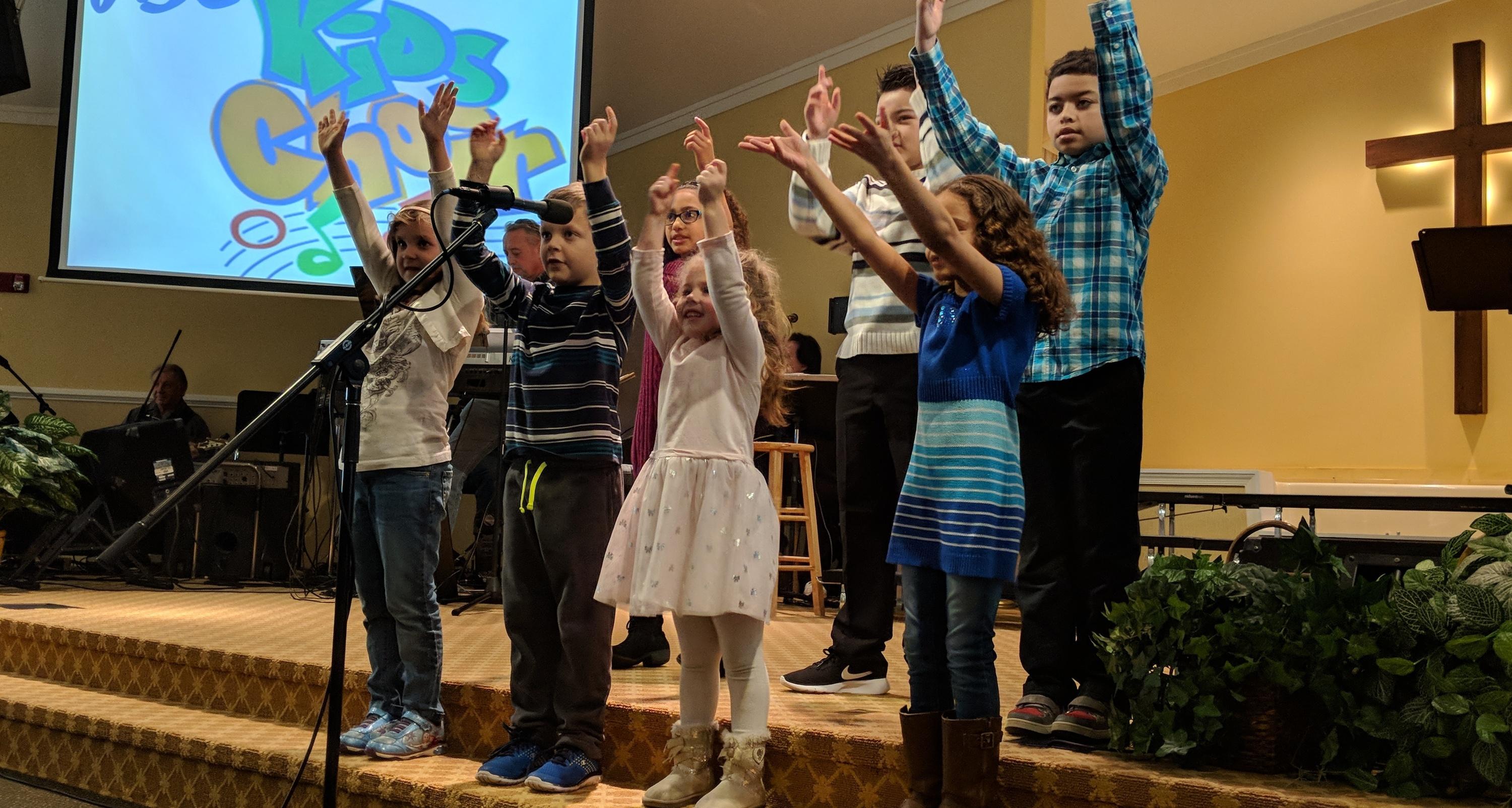 Kids choir performing